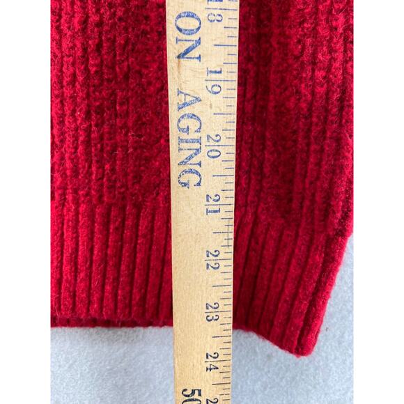 Talbots Petites Sweater Women Sz LP Red Crew Neck Chenille Feel Wool Alpaca - Picture 3 of 8